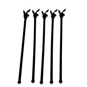5 Black Vintage 1970's " Playboy" Bunny Swizzle Sticks Stirrer..